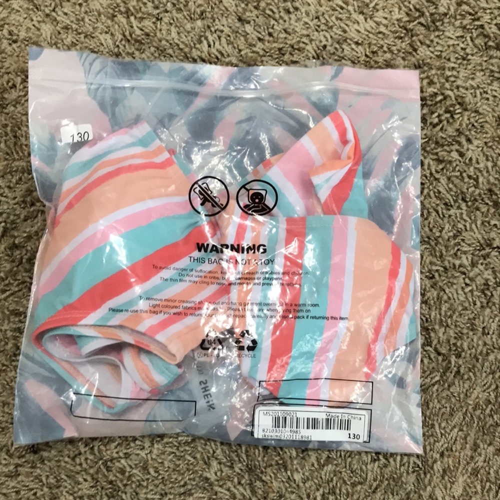SHEIN Girls Striped High Waisted Rainbow Bikini - Picture 4 of 4